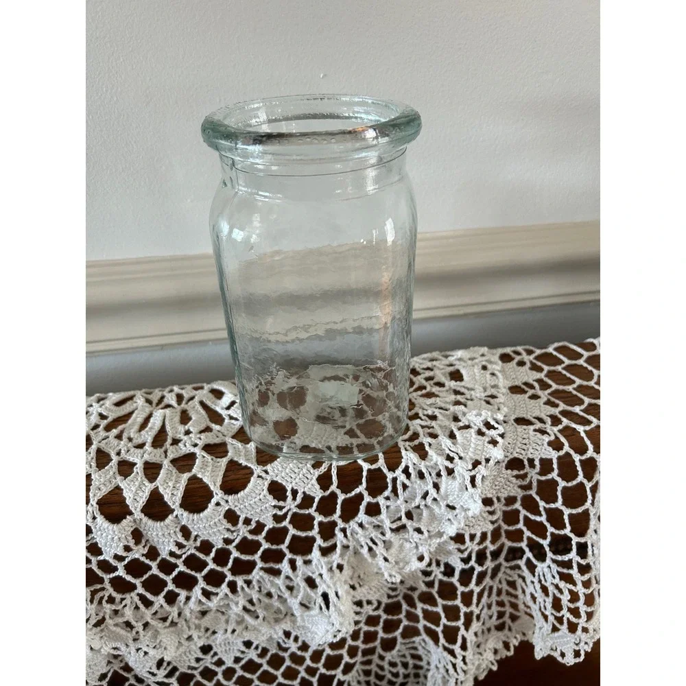 Vintage Clear Glass Apothecary Jar Hammered Texture Milk Bottle Vase